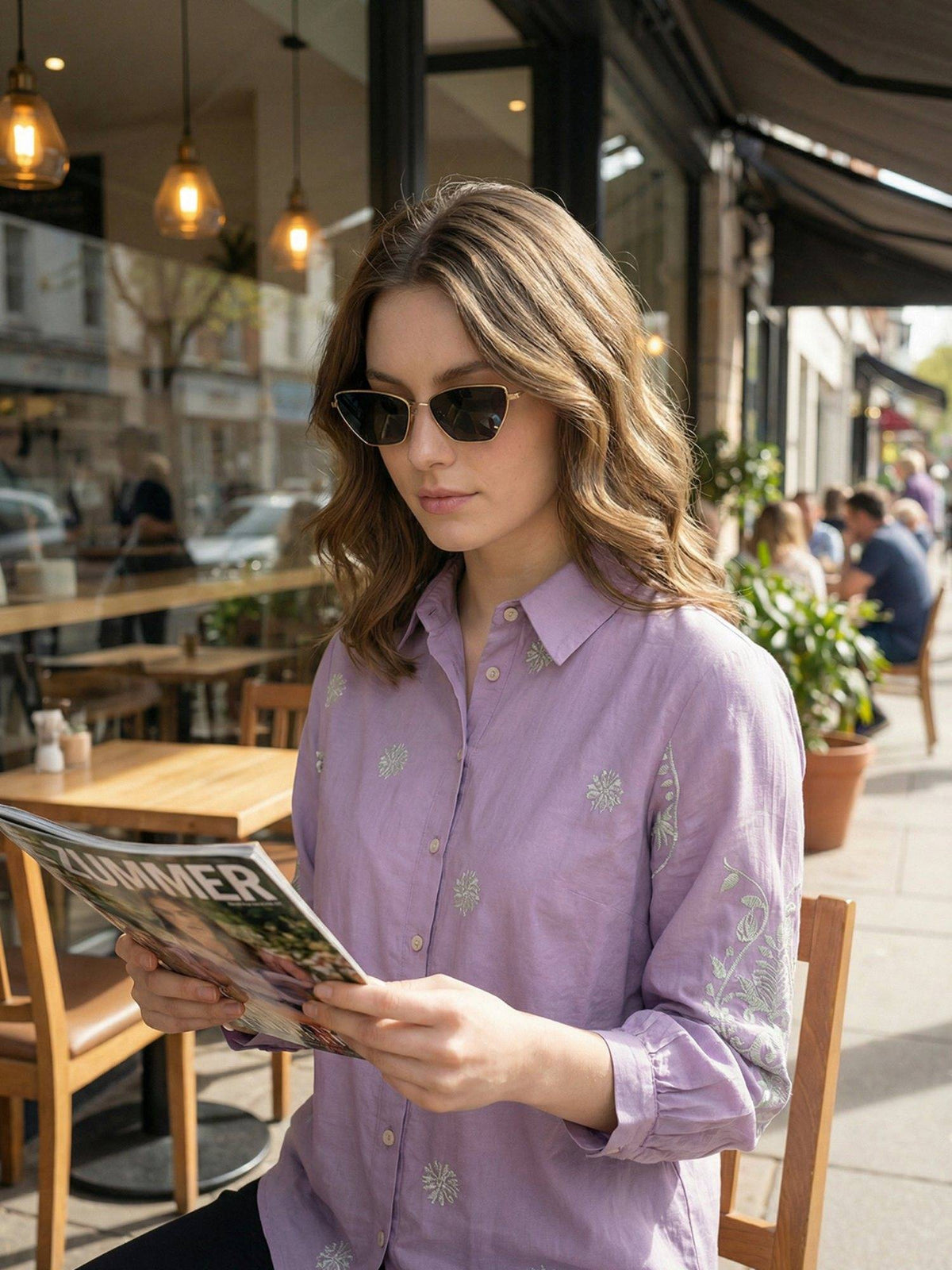Cotton Purple Embroidered Shirt | S67 - view 4