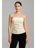 Linen-Blend Solid Ruched Tube Top | TT90 - view 1