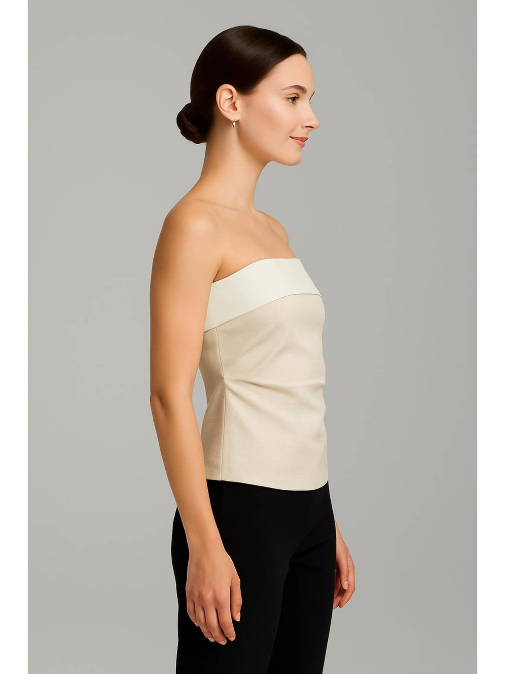 Linen-Blend Solid Ruched Tube Top | TT90 - view 2