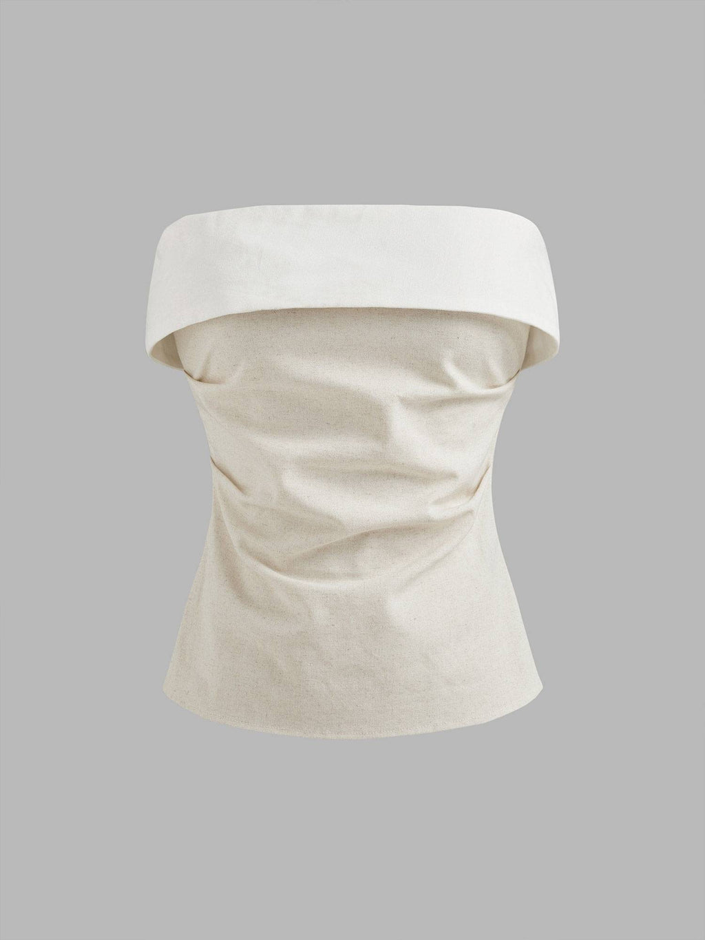 Linen-Blend Solid Ruched Tube Top | TT90 - view 3