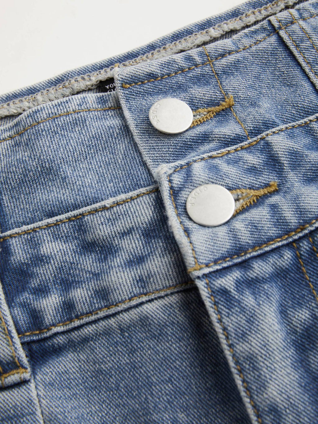 Double High Rise Solid Button Wide Leg Jeans | WL90 - view 28