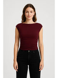 Boat Neck Solid Ruched Tank Top | TT98 - view 1