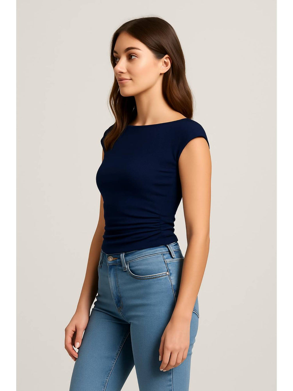 Boat Neck Solid Ruched Tank Top | TT98 - view 9