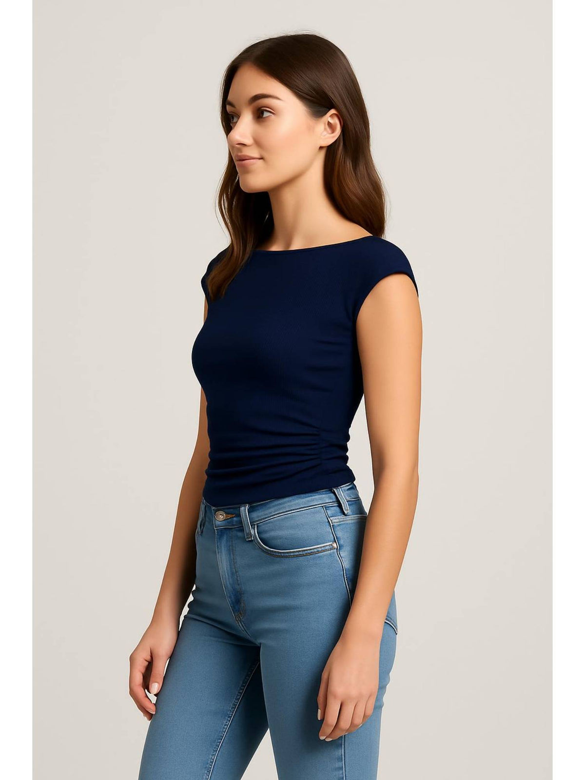 Boat Neck Solid Ruched Tank Top | TT98 - view 9