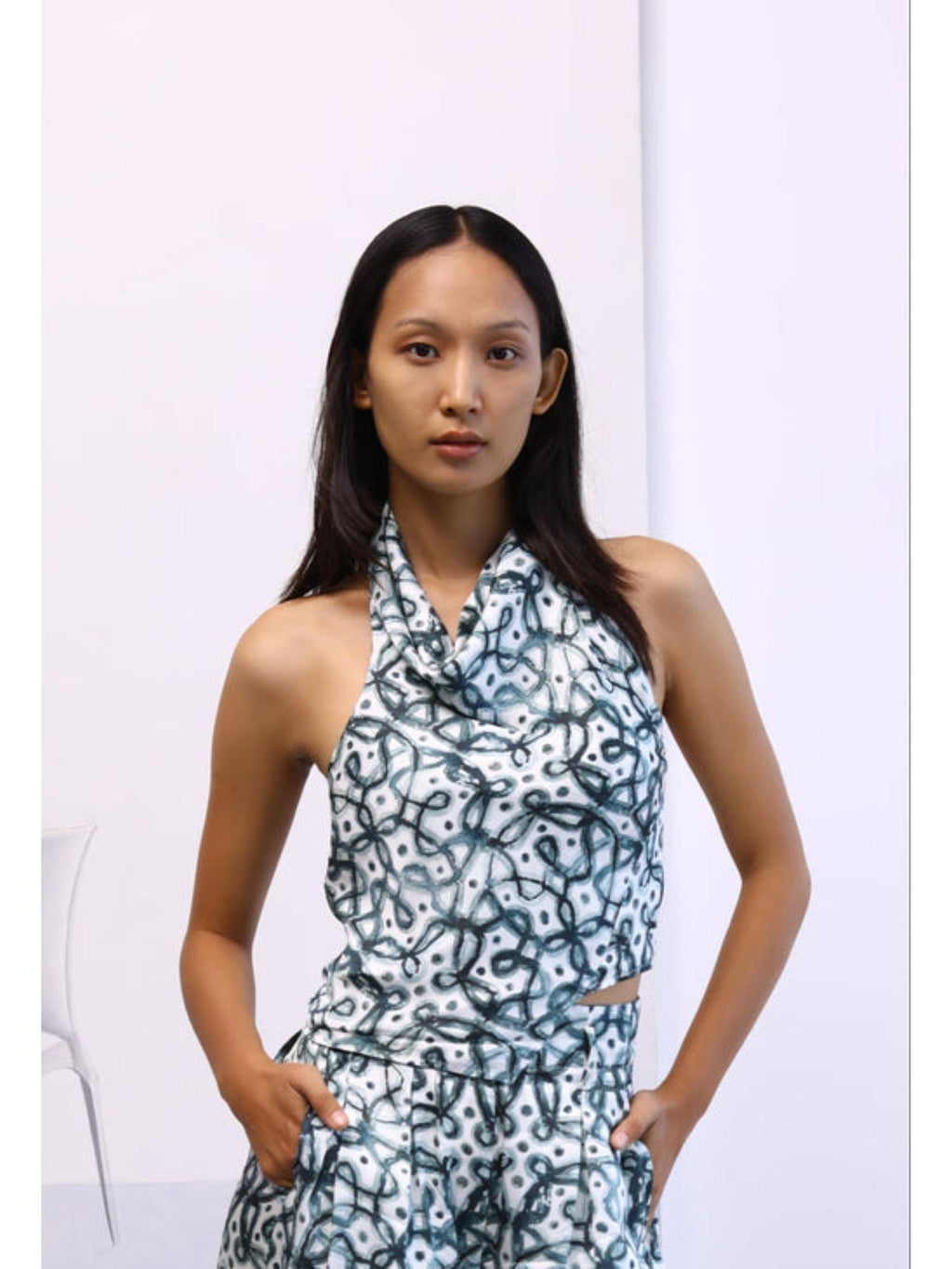 Water-Colour Kolam Draped Top | HT67 - view 1