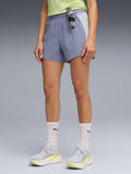 Blue Solid Mid Waist Fitted Short - view 1