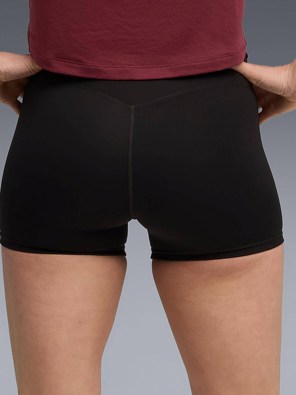 Black Solid Mid Waist Fitted Short - view 5