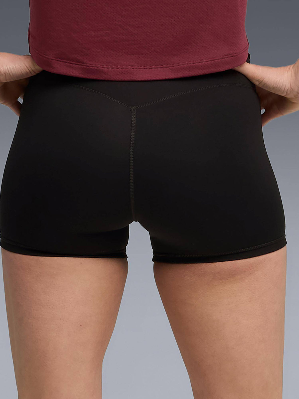 Black Solid Mid Waist Fitted Short - view 5