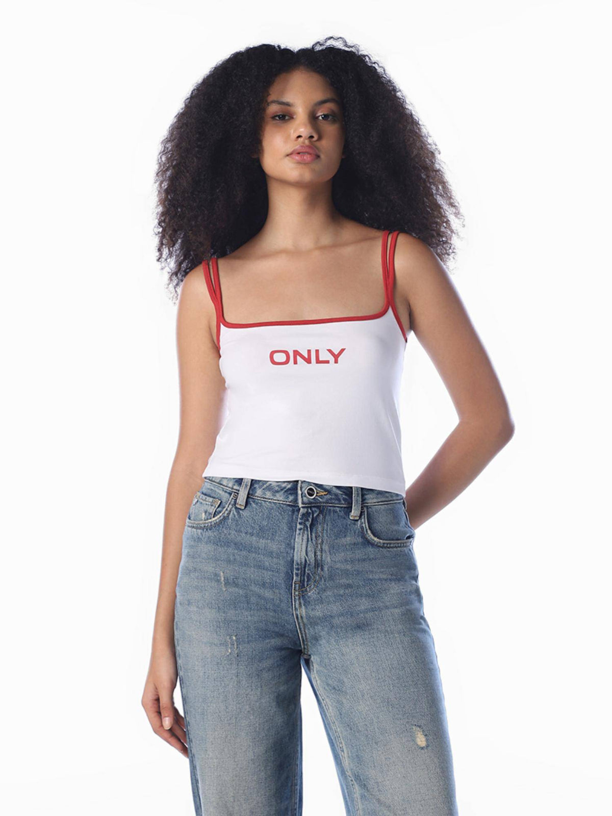 White Typography Casual Crop Top | O24 - view 1