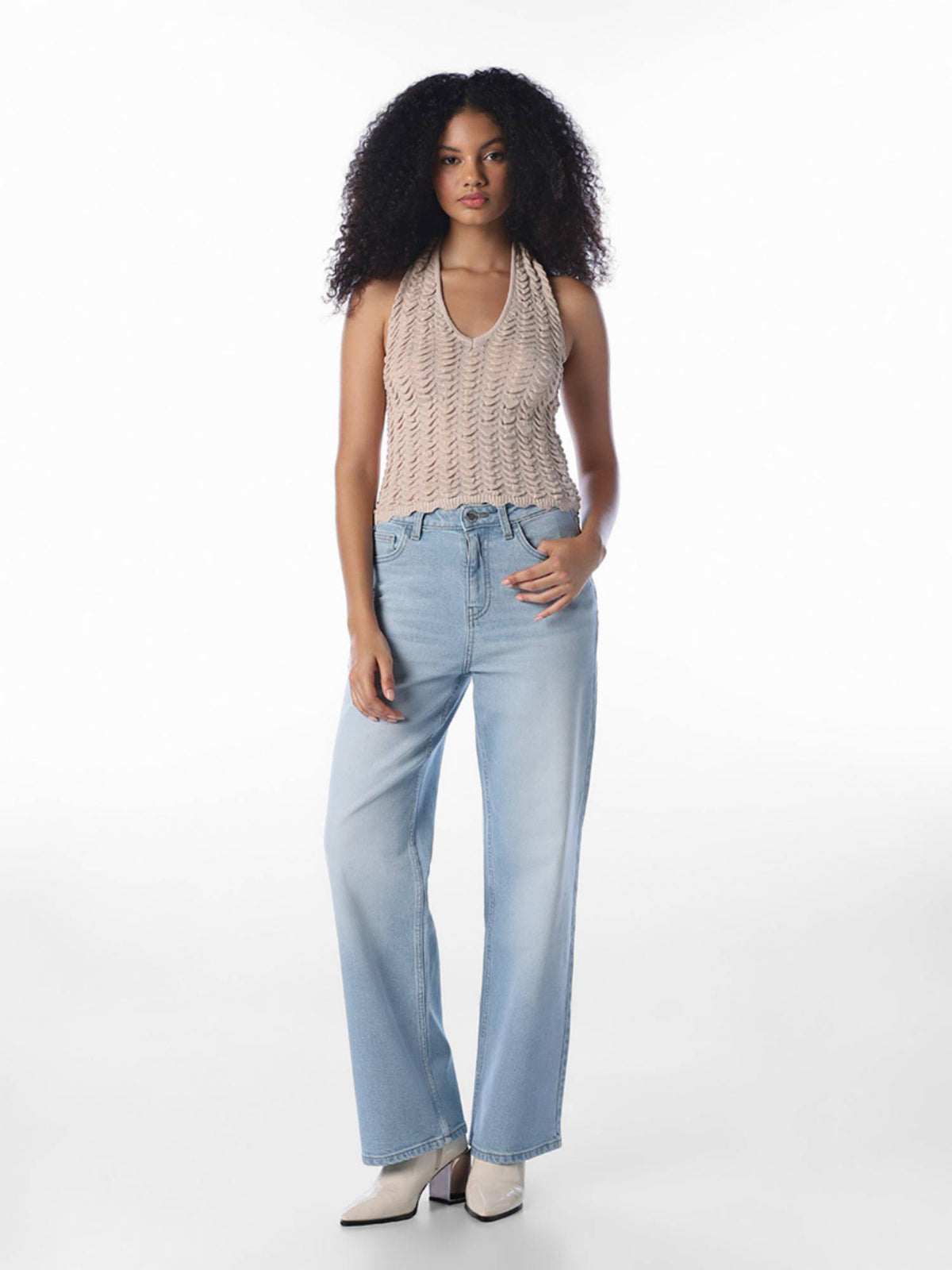 Beige Self Design Casual Top | HT67 - view 2