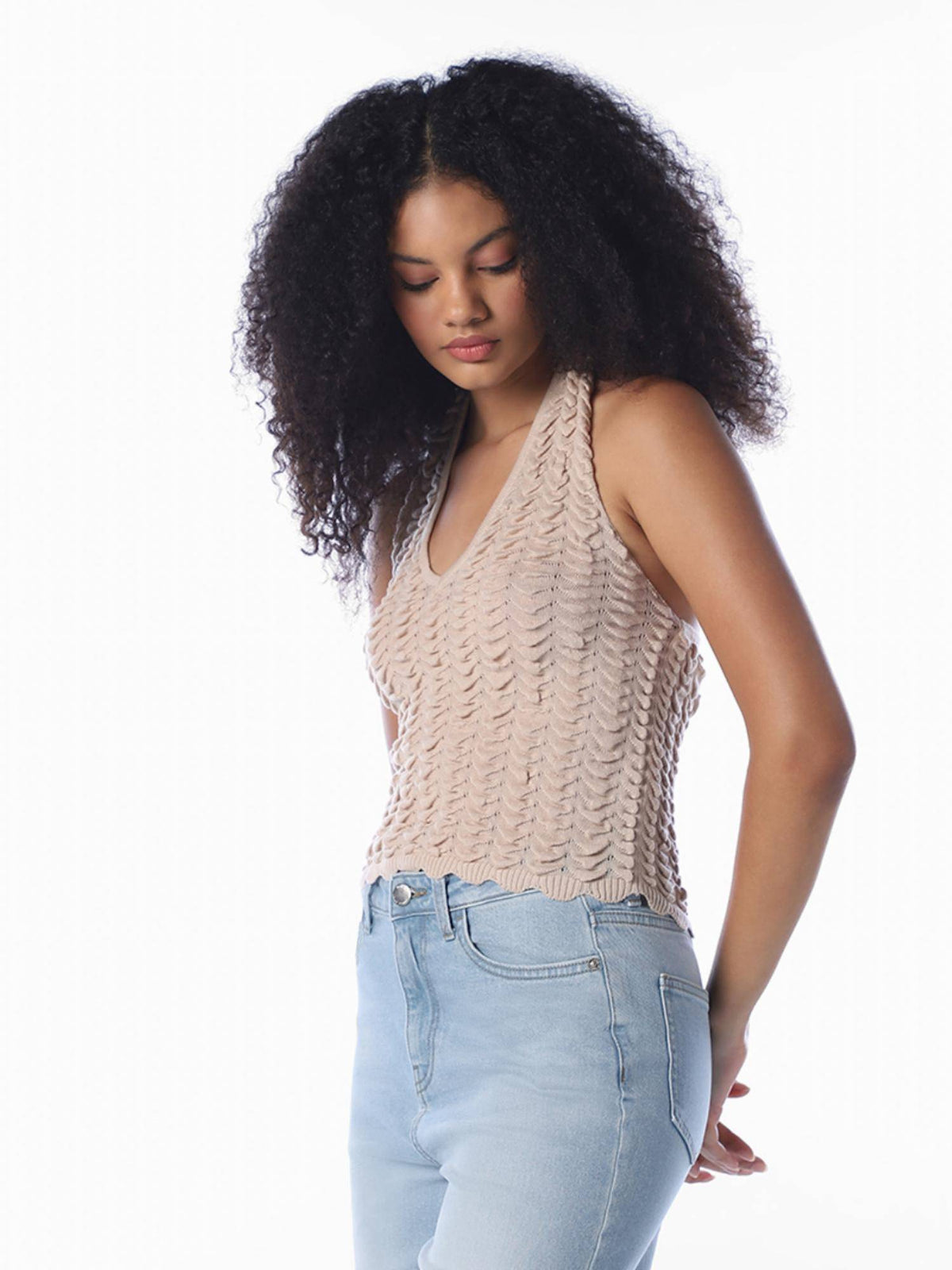 Beige Self Design Casual Top | HT67 - view 5