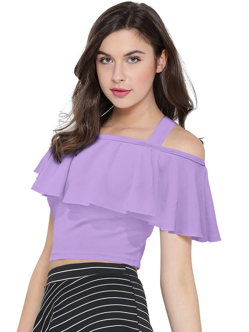 White Polyester Solid Crop Top For Women | CT61 - view 8