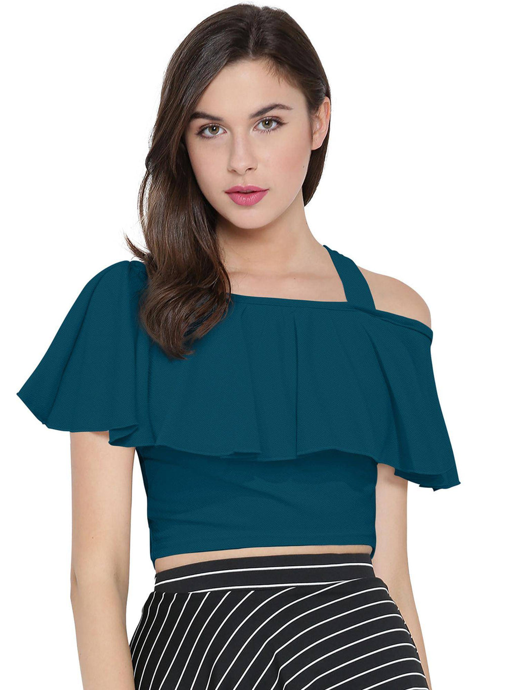 White Polyester Solid Crop Top For Women | CT61 - view 16