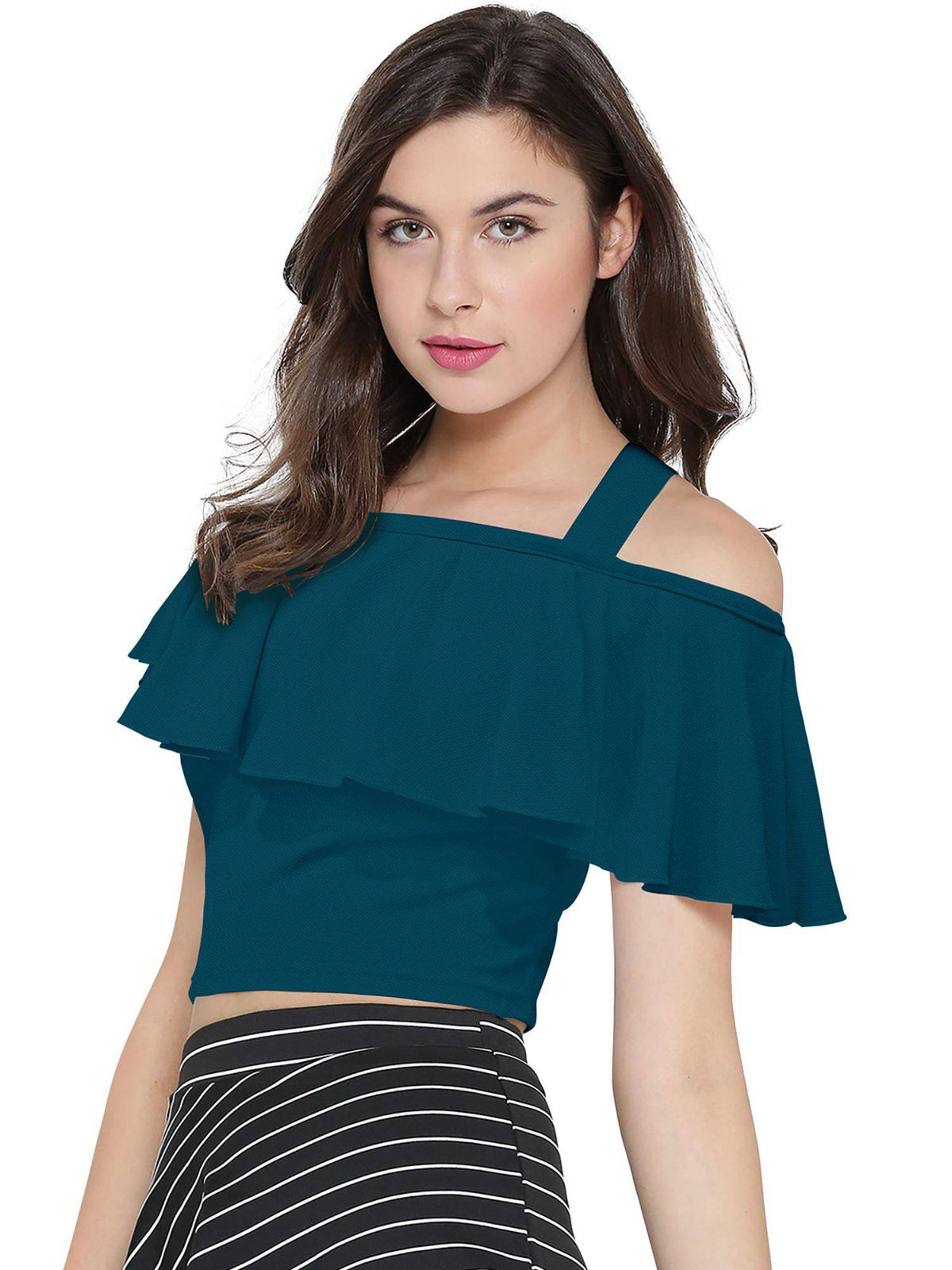 White Polyester Solid Crop Top For Women | CT61 - view 18