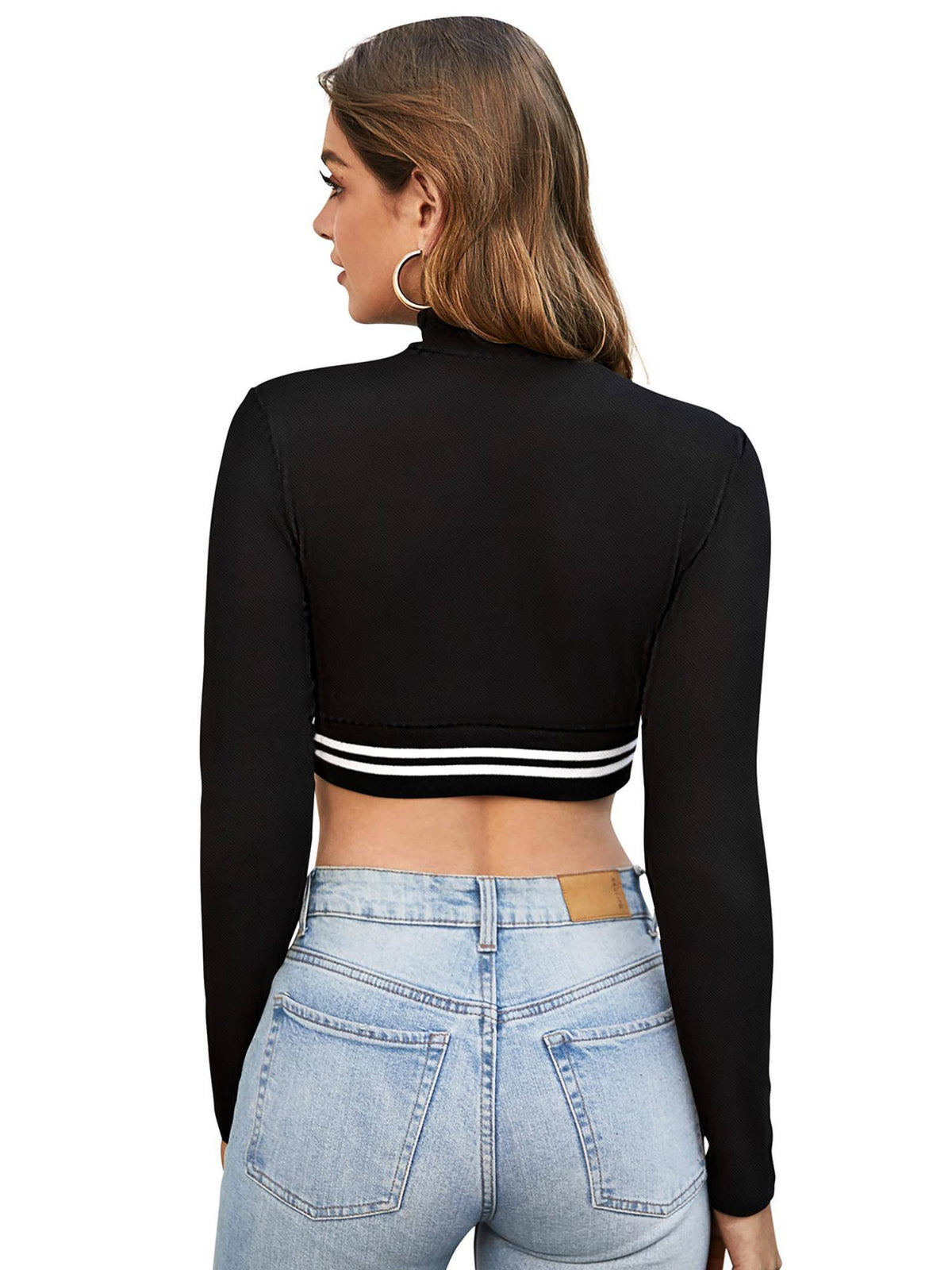 White Polyester Solid Crop Top For Women | CT61 - view 9