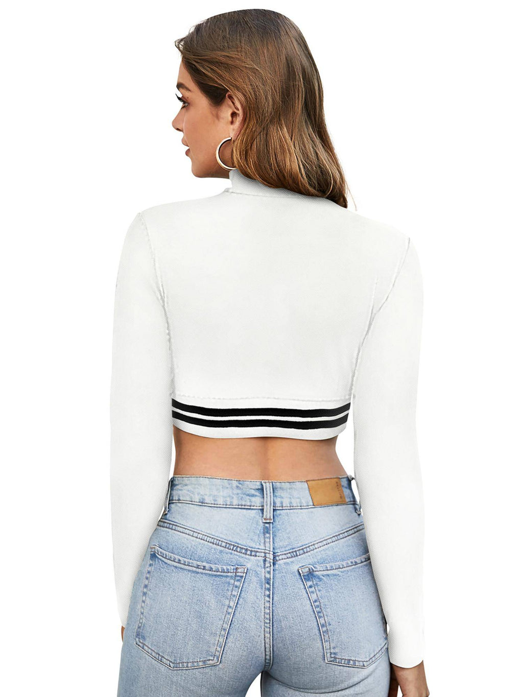 White Polyester Solid Crop Top For Women | CT61 - view 4