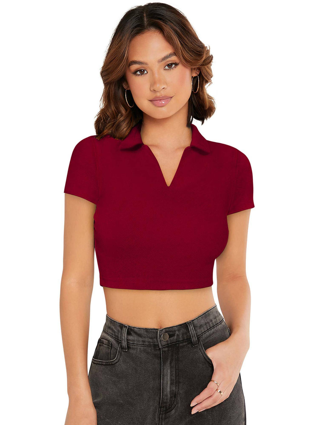 Teal Polyester Solid Crop Top For Women | CT61 - view 6