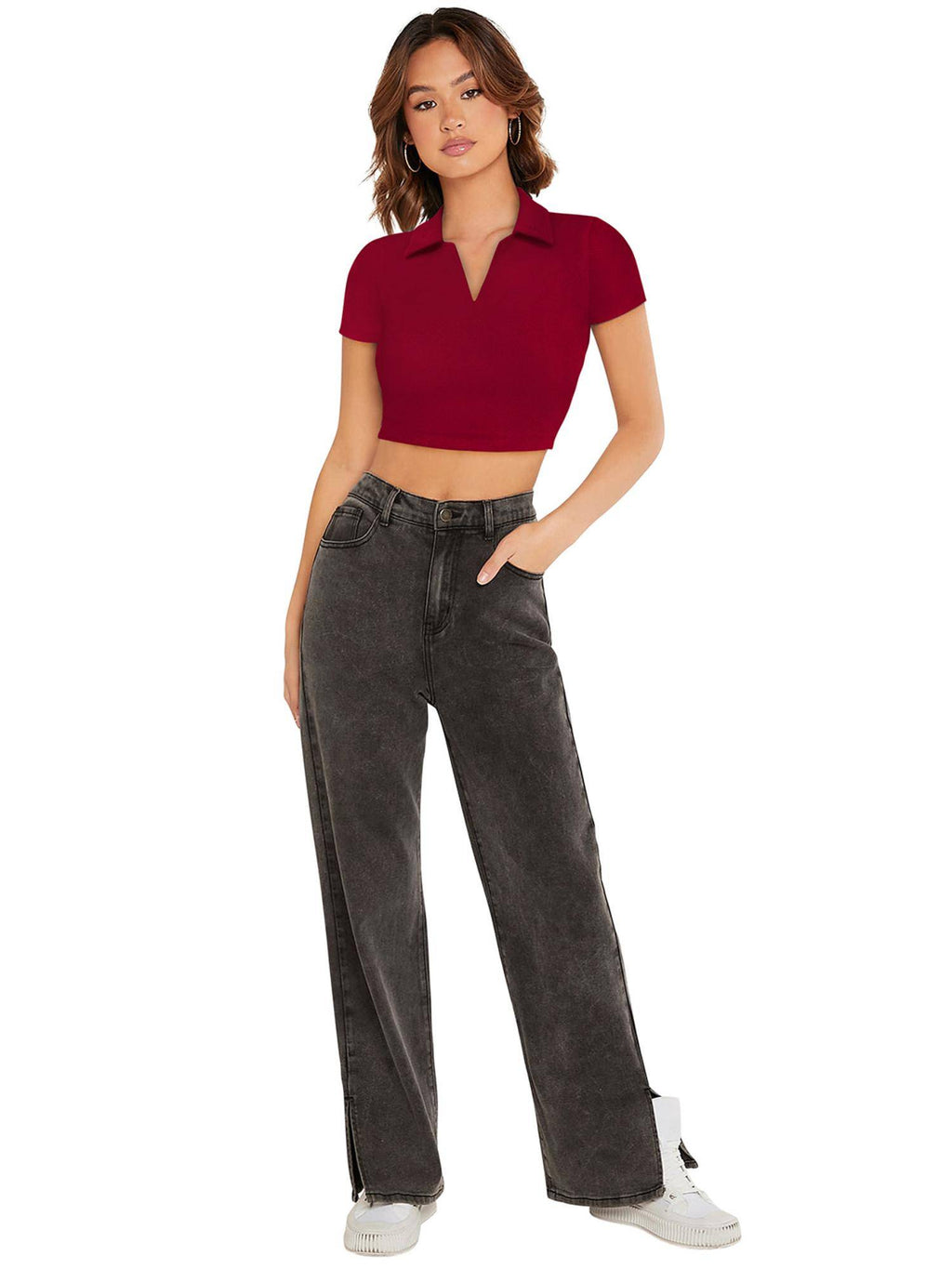 Black Polyester Solid Crop Top For Women | CT61 - view 10