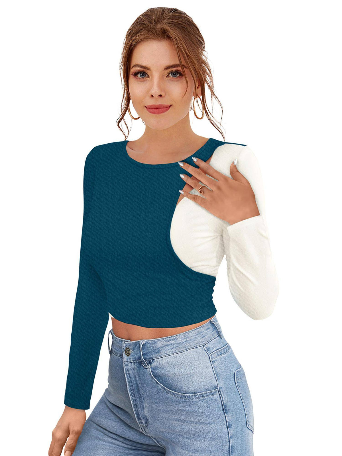 Brown Polyester Solid Crop Top For Women | CT61 - view 7