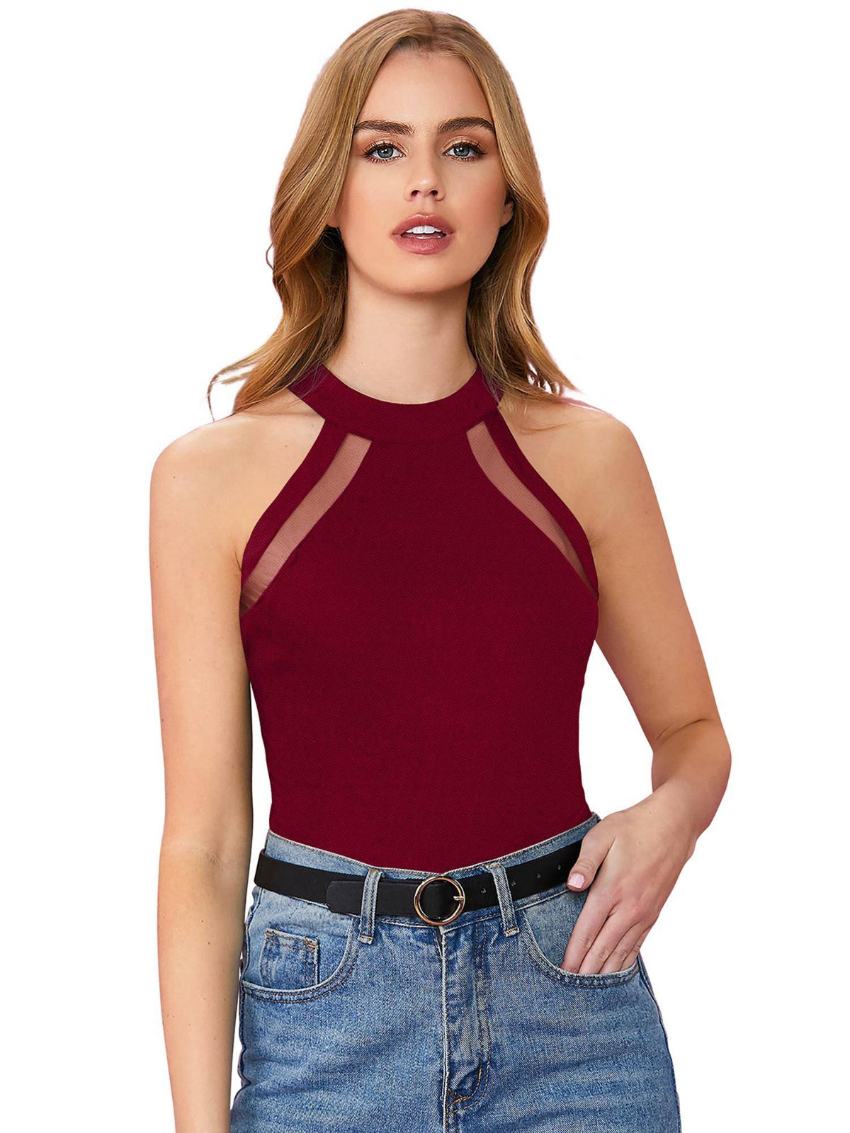 Maroon Polyester Solid Top For Women | HT67 - view 1