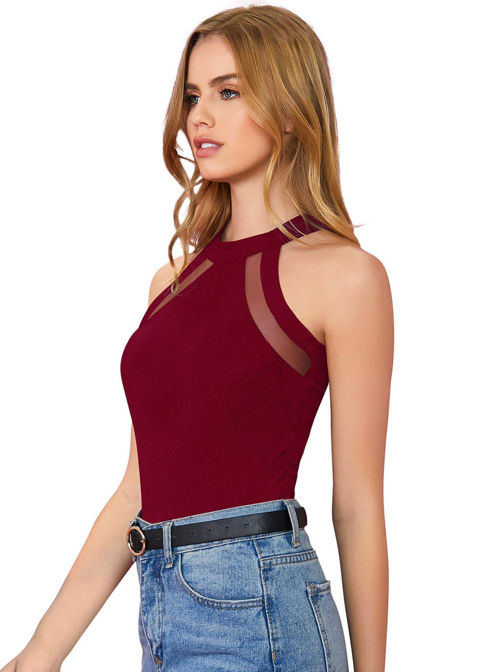 Maroon Polyester Solid Top For Women | HT67 - view 2