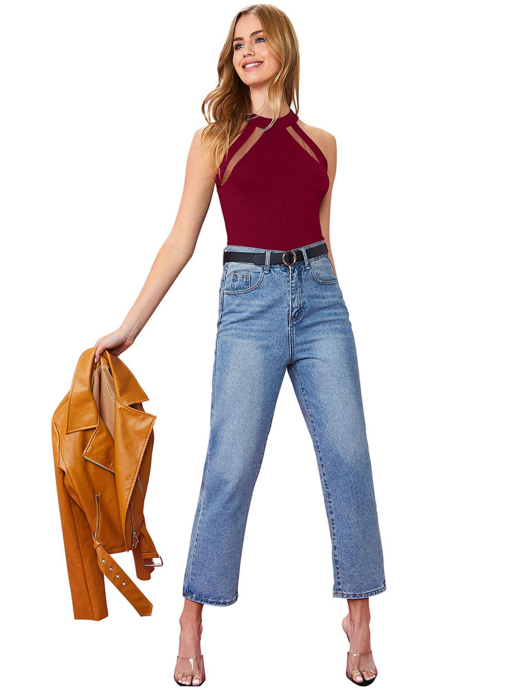 Maroon Polyester Solid Top For Women | HT67 - view 5