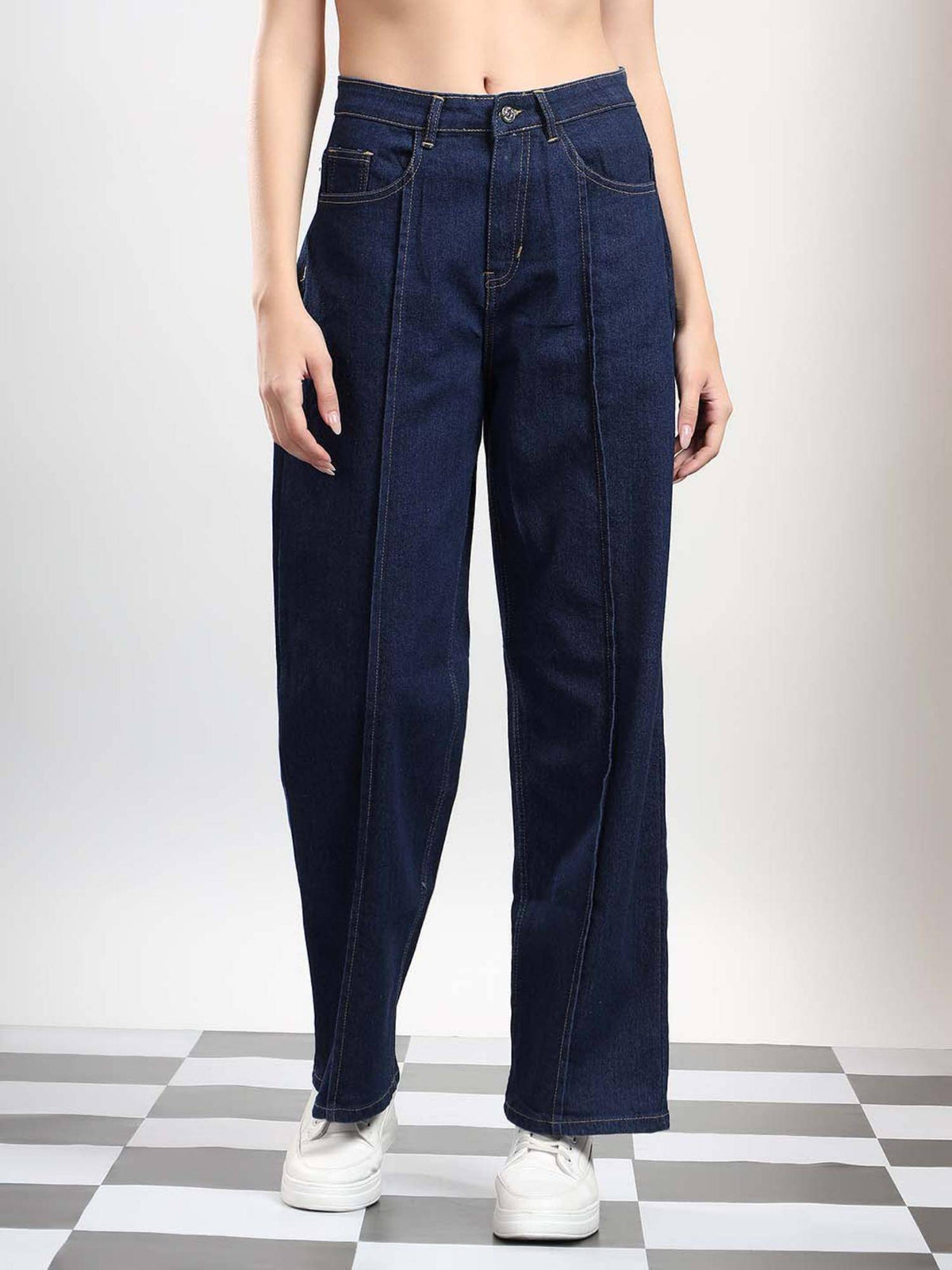 Women Solid Sambucus Blue Casual Jeans | BG78 - view 1
