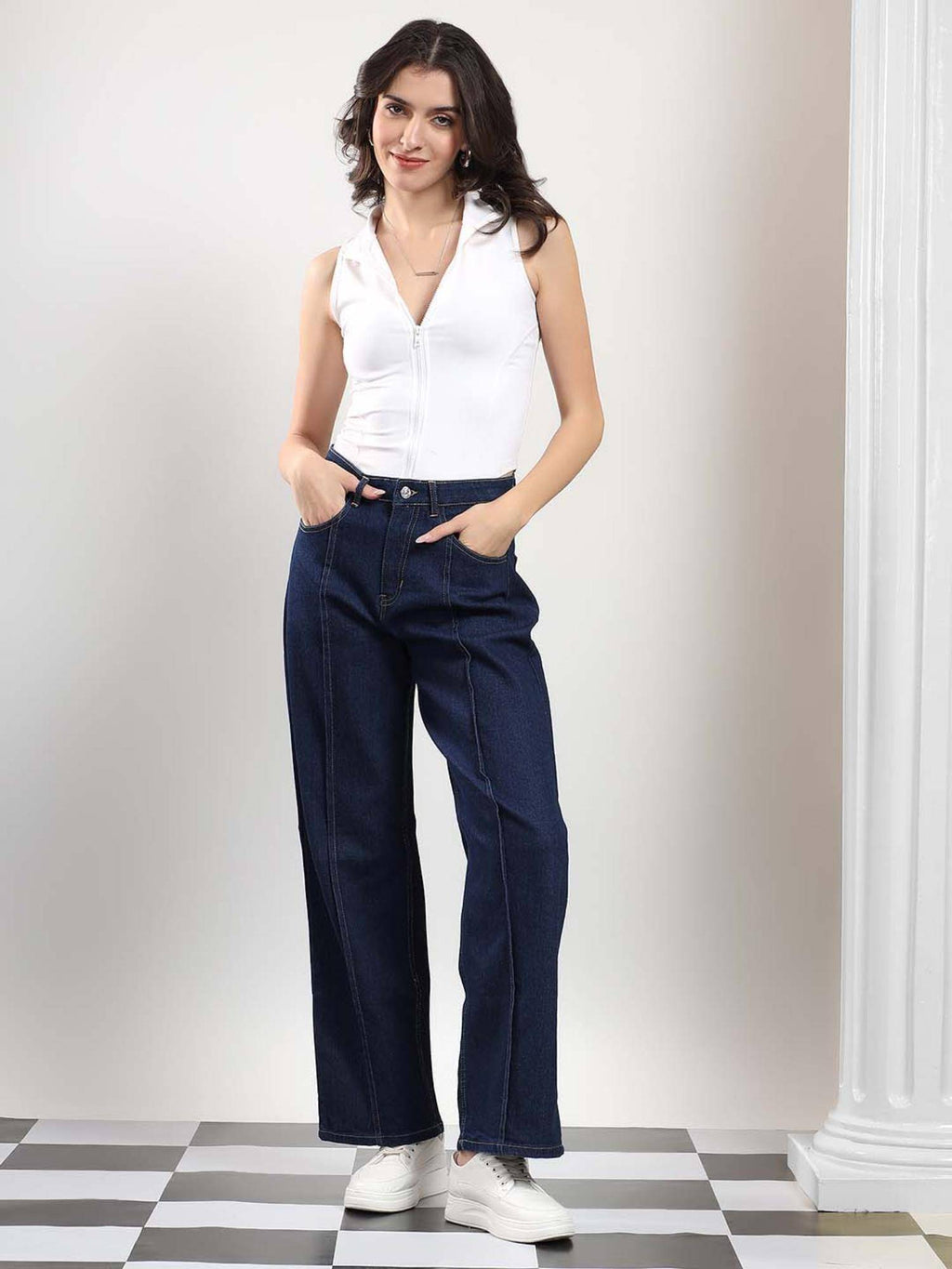 Women Solid Sambucus Blue Casual Jeans | ST23 - view 2