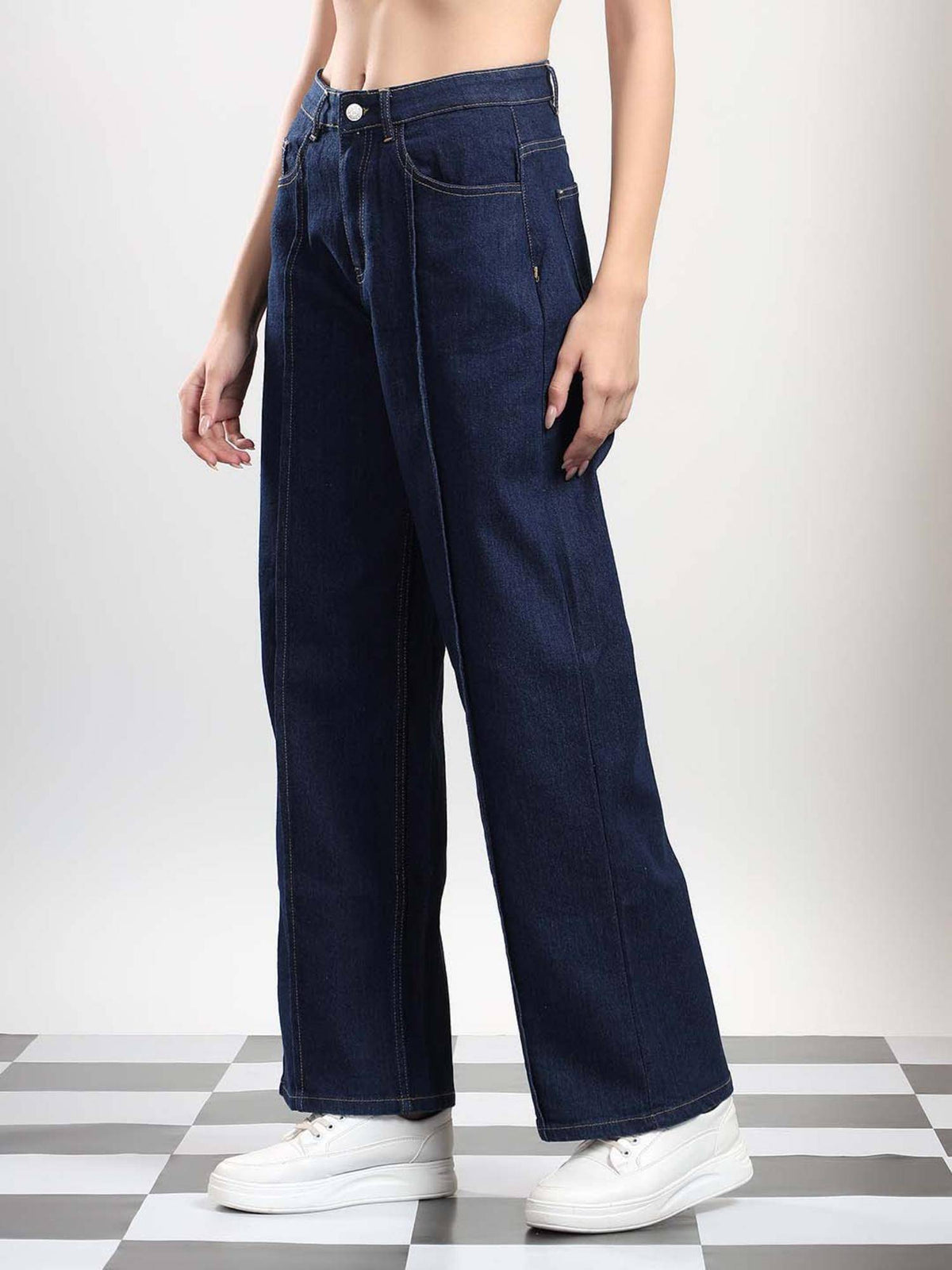 Women Solid Sambucus Blue Casual Jeans | BG78 - view 5