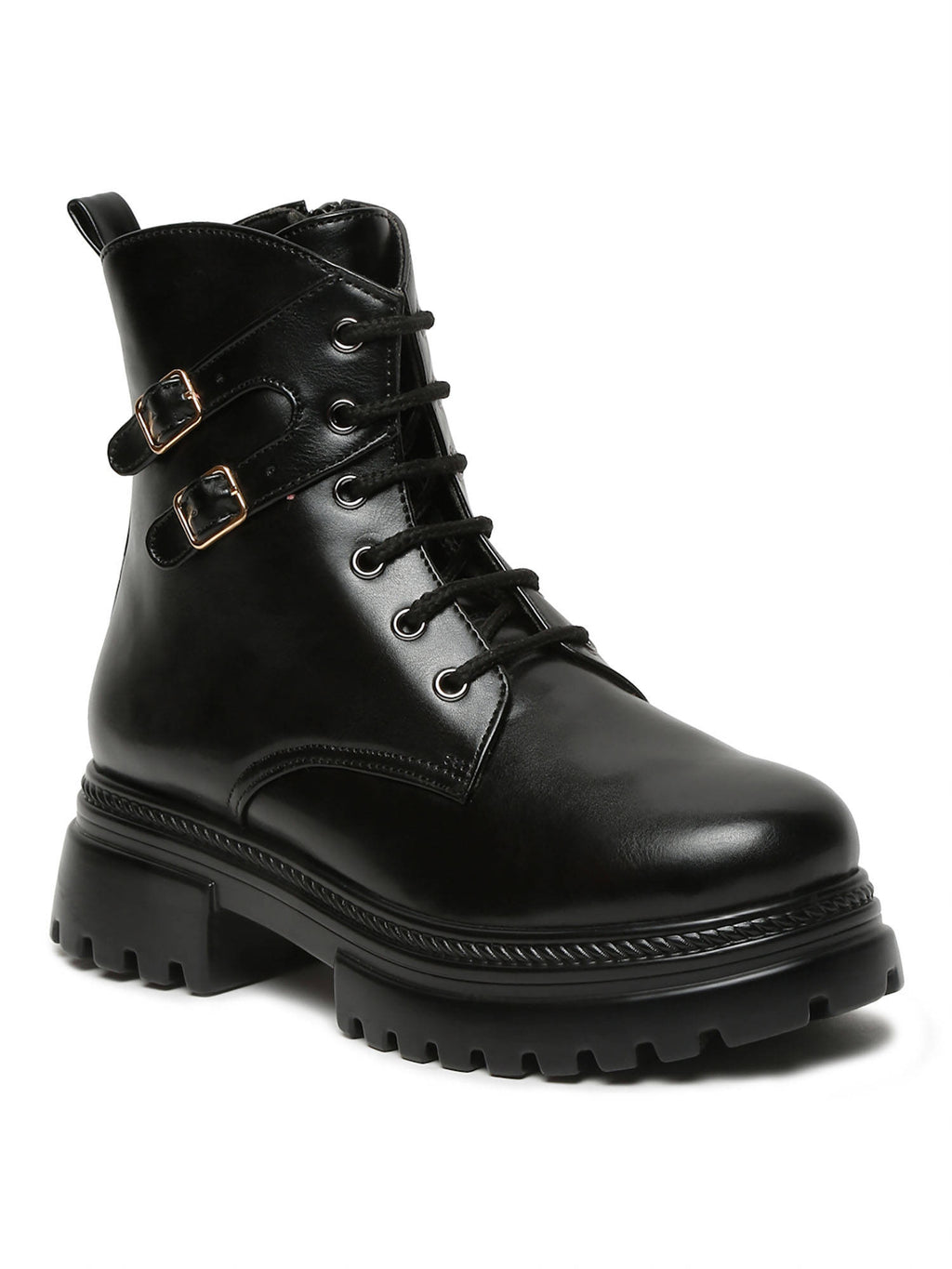 Solid Black Brogues Boots | BT61 - view 3