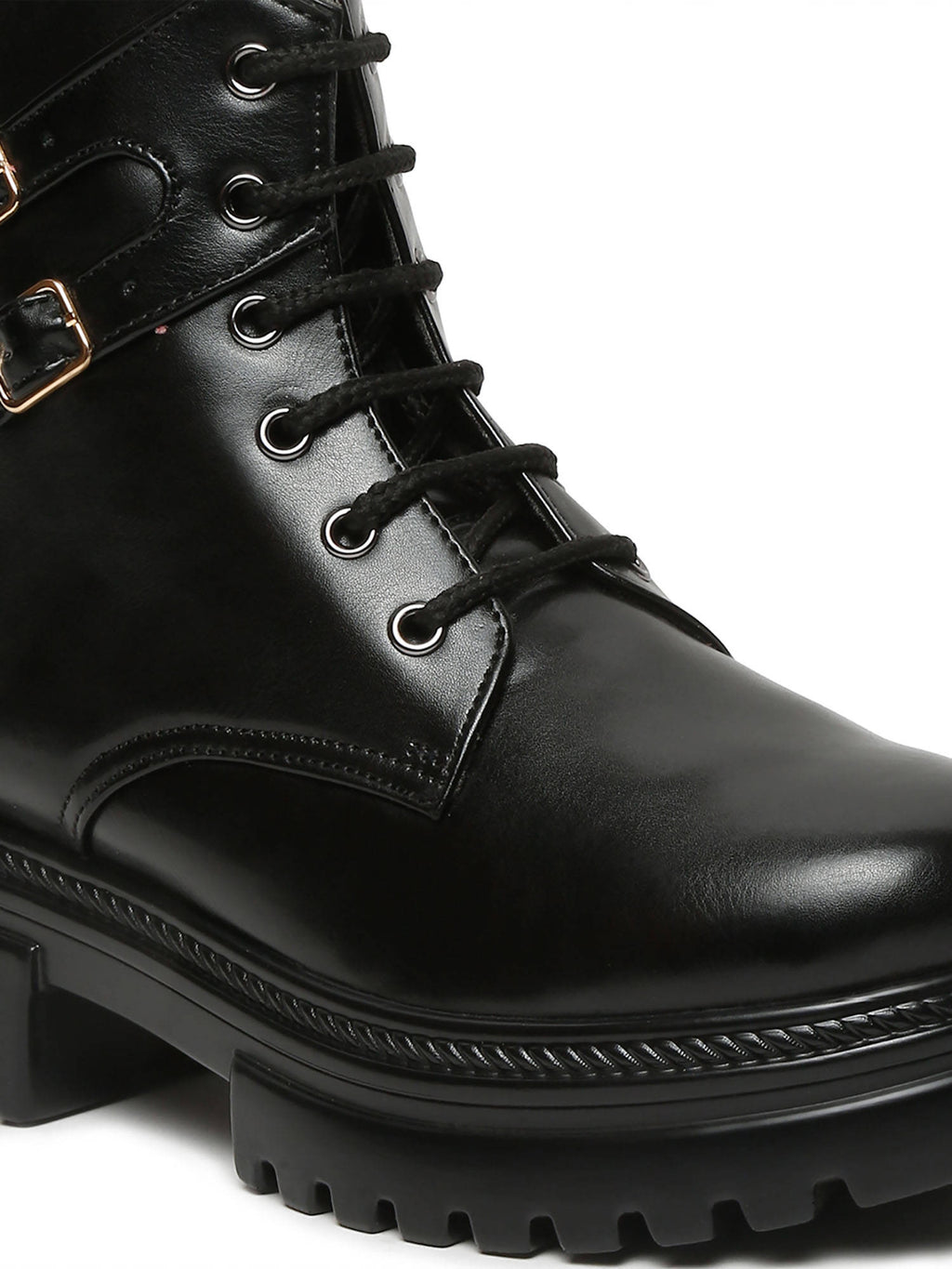 Solid Black Brogues Boots | BT61 - view 4