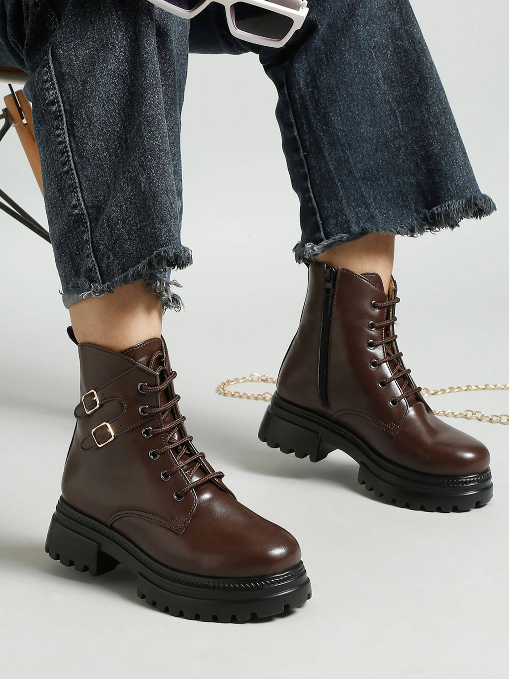 Solid Pink Brogues Boots | BT61 - view 7