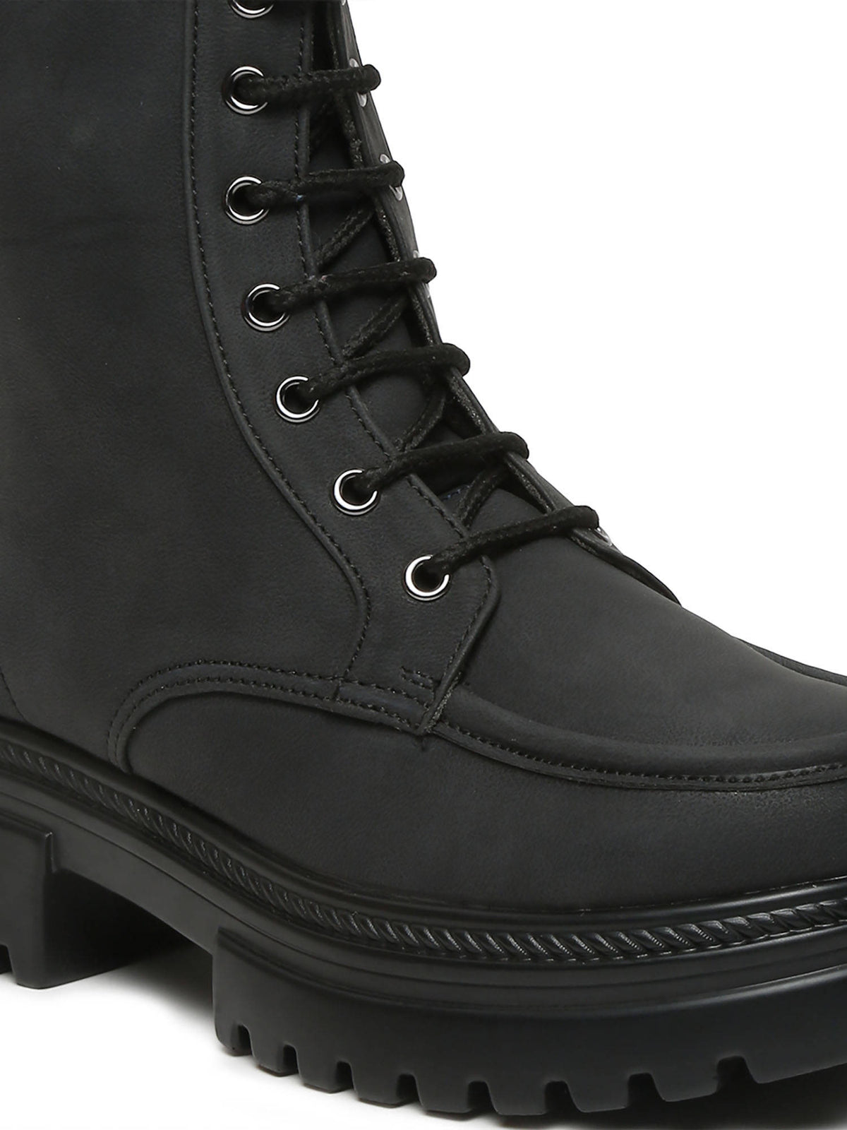 Black Solid Brogue Boots | BT61 - view 4
