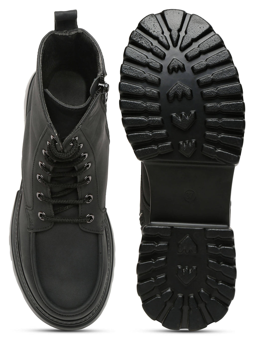 Black Solid Brogue Boots | BT61 - view 6