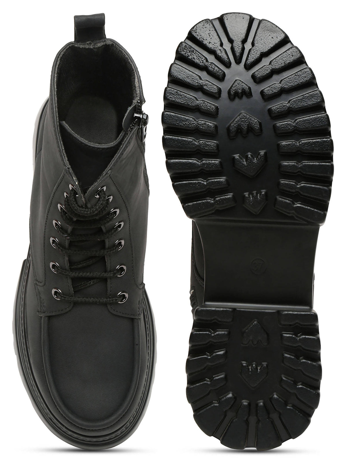 Black Solid Brogue Boots | BT61 - view 6