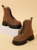 Brown Solid Brogue Boots | BT61 - view 1