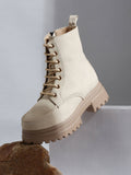 Cream Solid Brogue Boots | BT61 - view 1