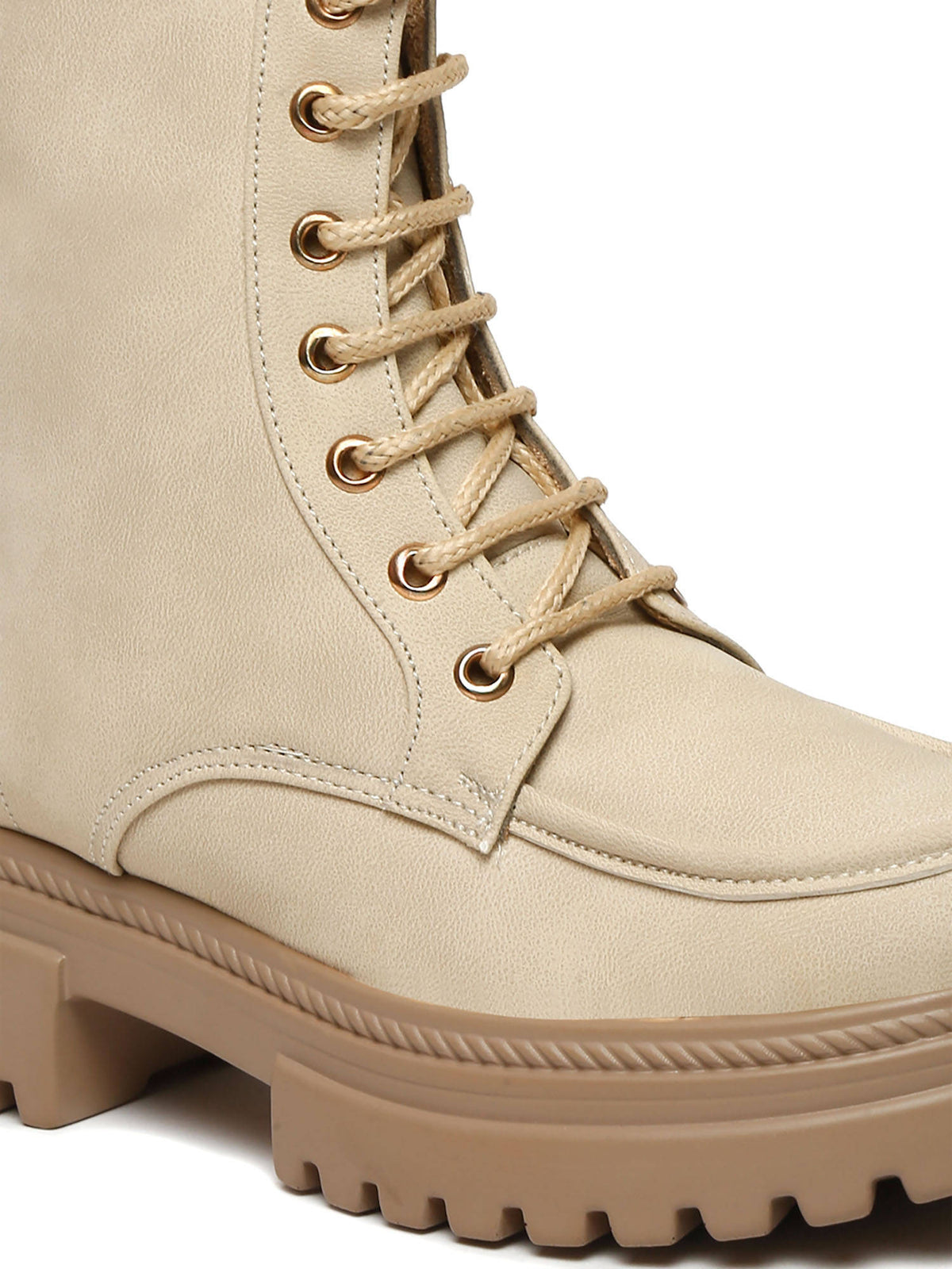 Cream Solid Brogue Boots | BT61 - view 4