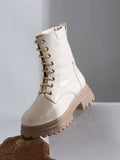 Cream Lace-Ups Brogues Boots | BT61 - view 1