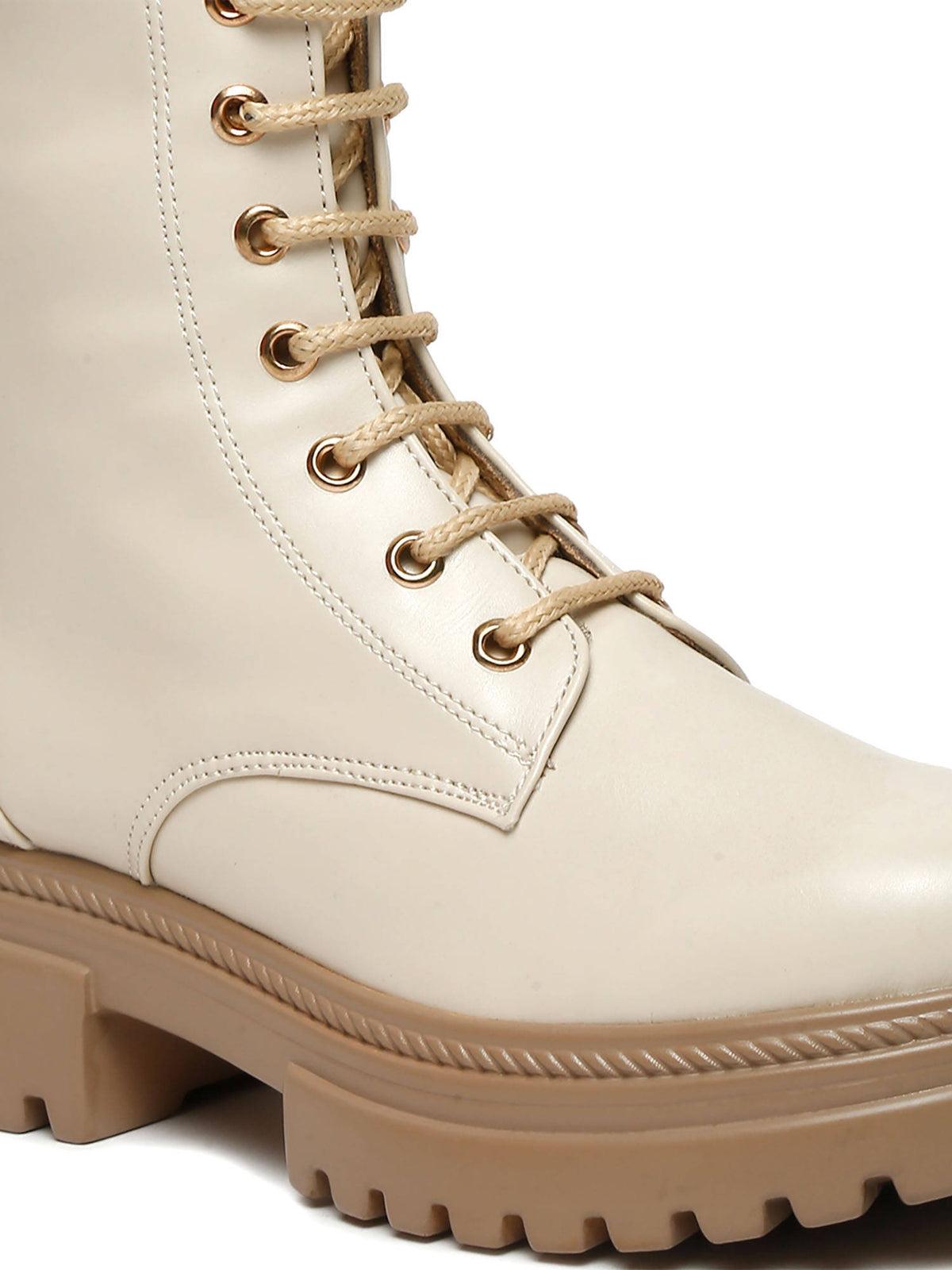 Cream Lace-Ups Brogues Boots | BT61 - view 4
