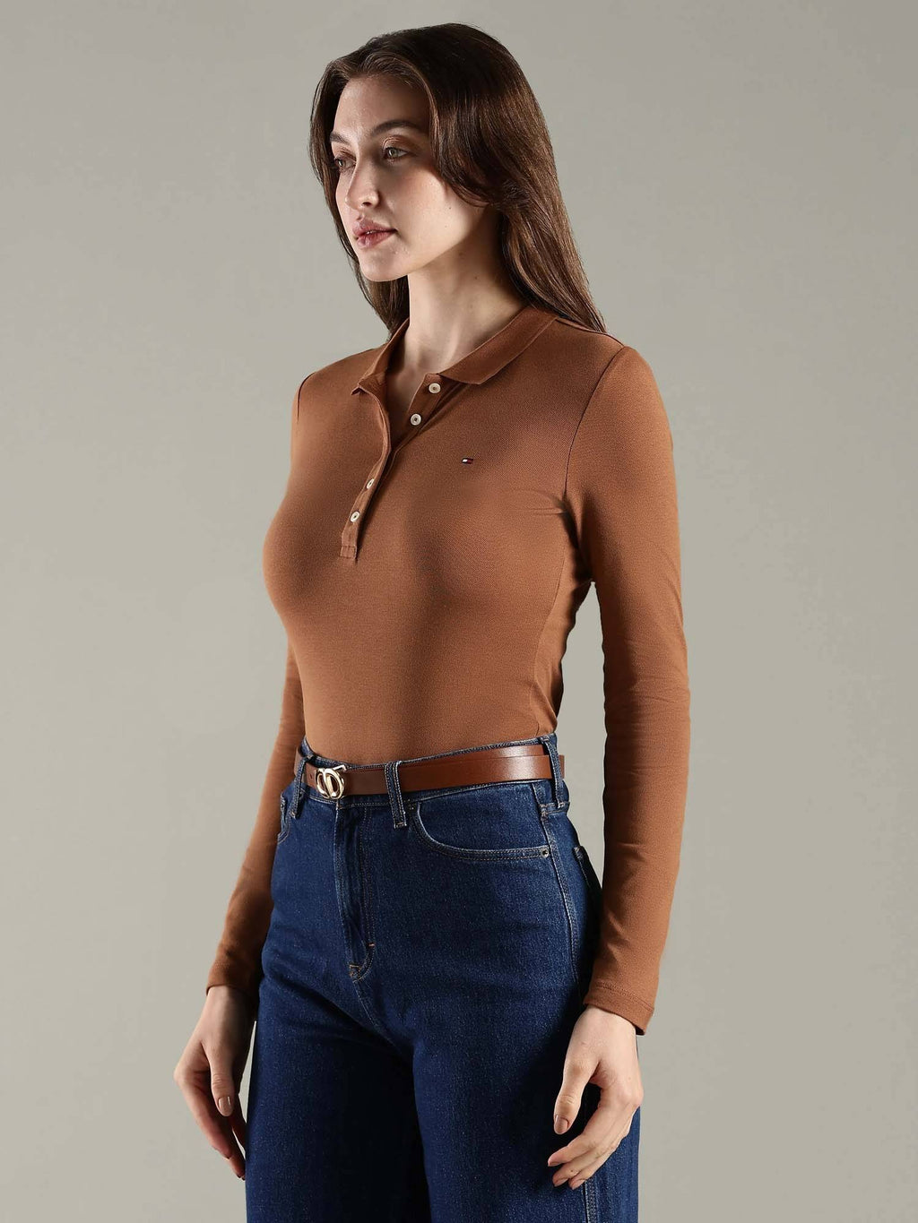 Solid Slim Fit Cotton Brown Polo T-Shirt | PW43 - view 2