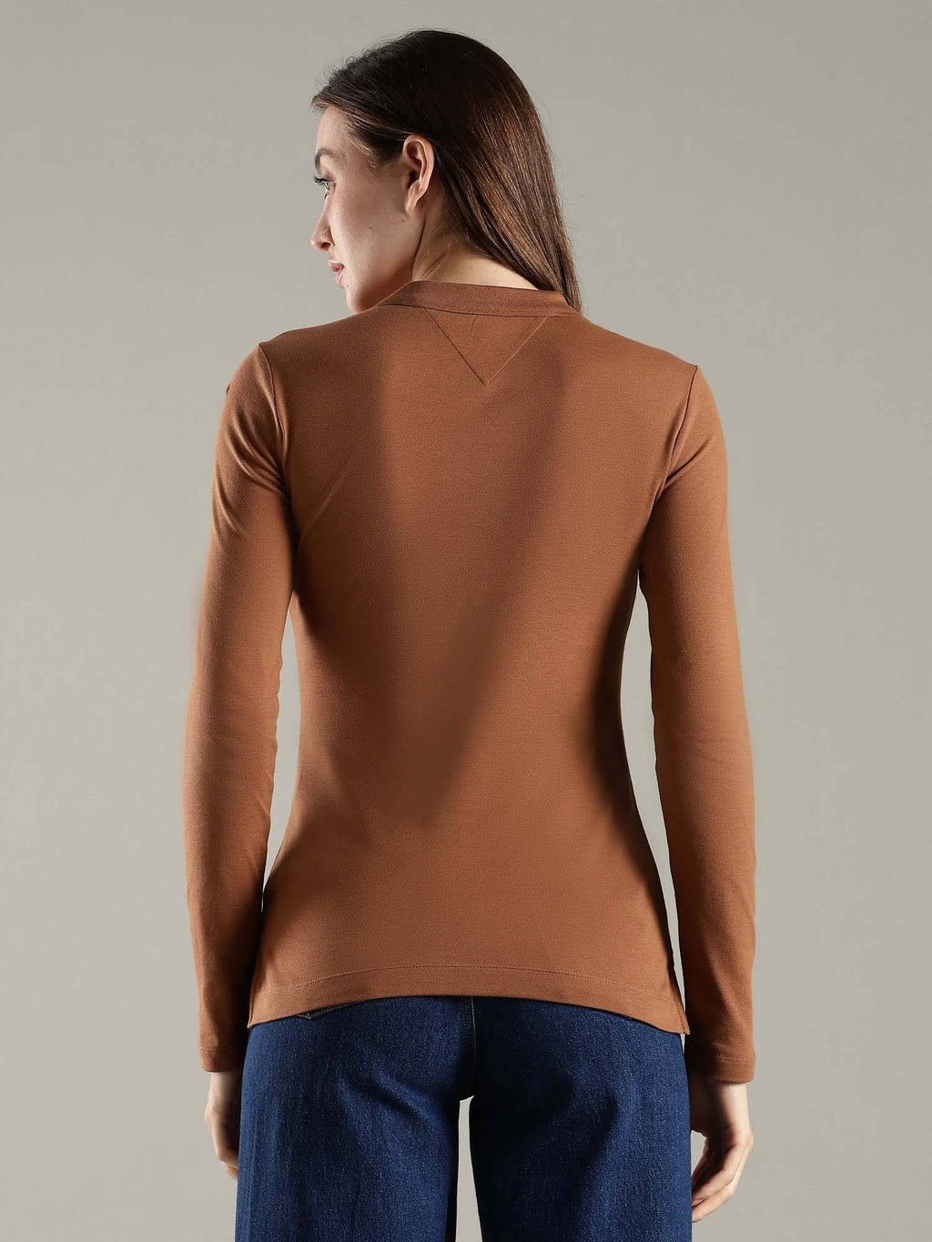 Solid Slim Fit Cotton Brown Polo T-Shirt | PW43 - view 3