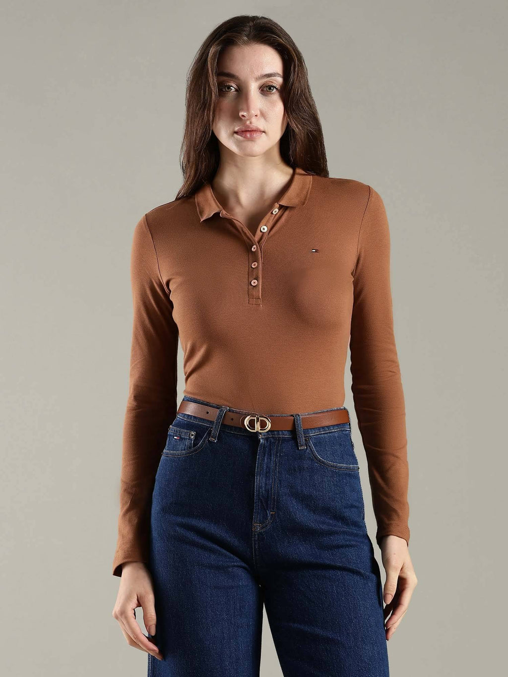 Solid Slim Fit Cotton Brown Polo T-Shirt | PW43 - view 5