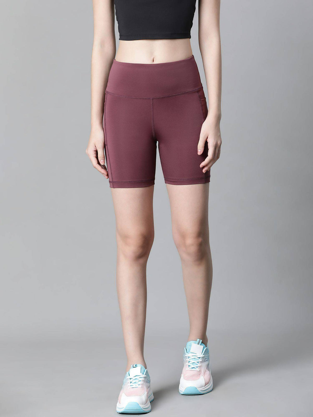 Women Purple Mid-Rise E-Dry Technology Training Or Gym Sports Shorts - view 8