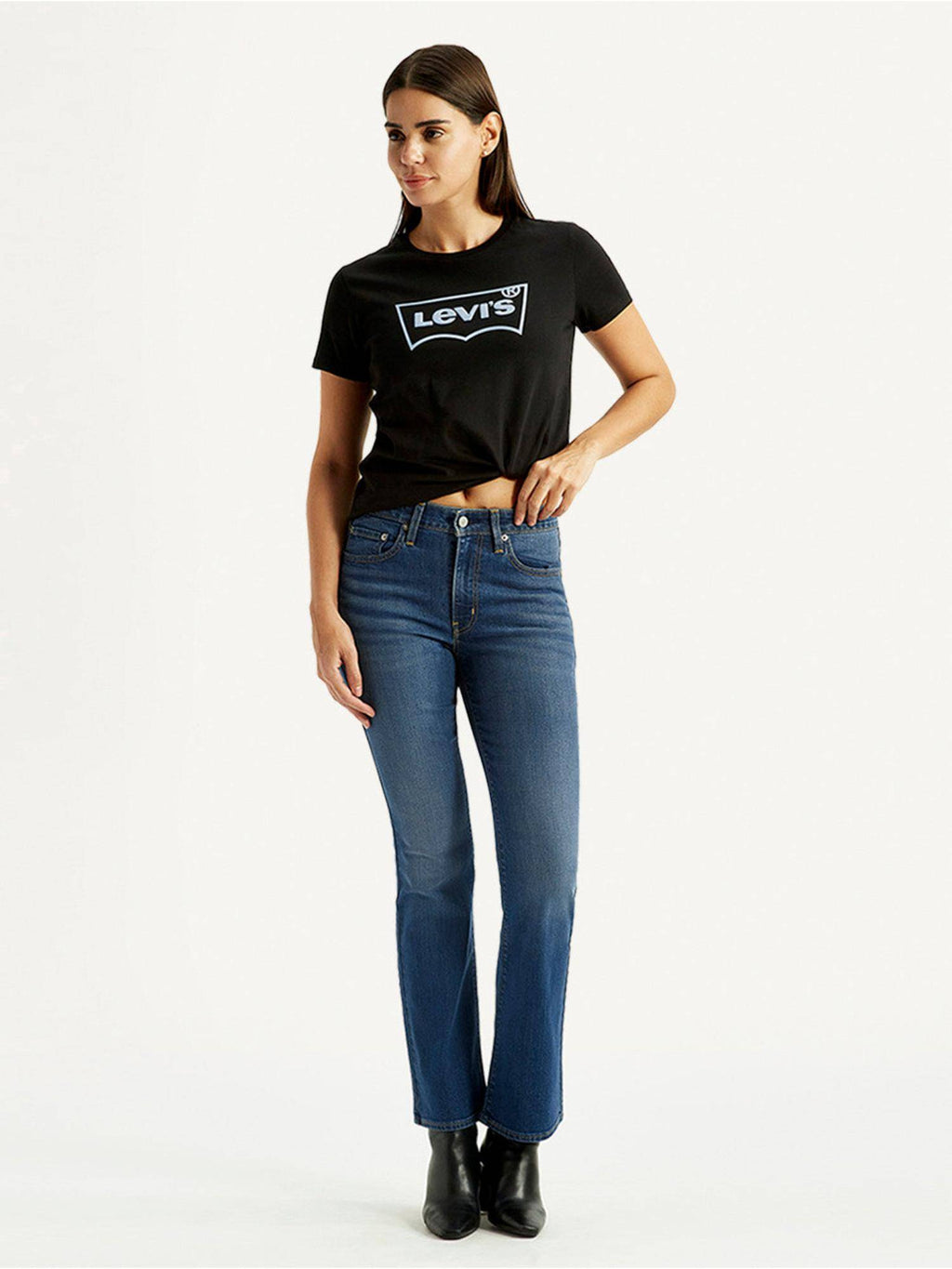 Blue Solid/Plain Mid Waist Jeans | BT10 - view 2