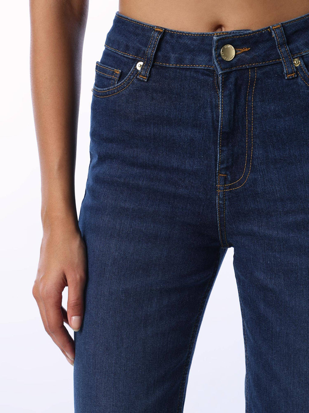 Blue Solid/Plain Mid Waist Jeans | O24 - view 3