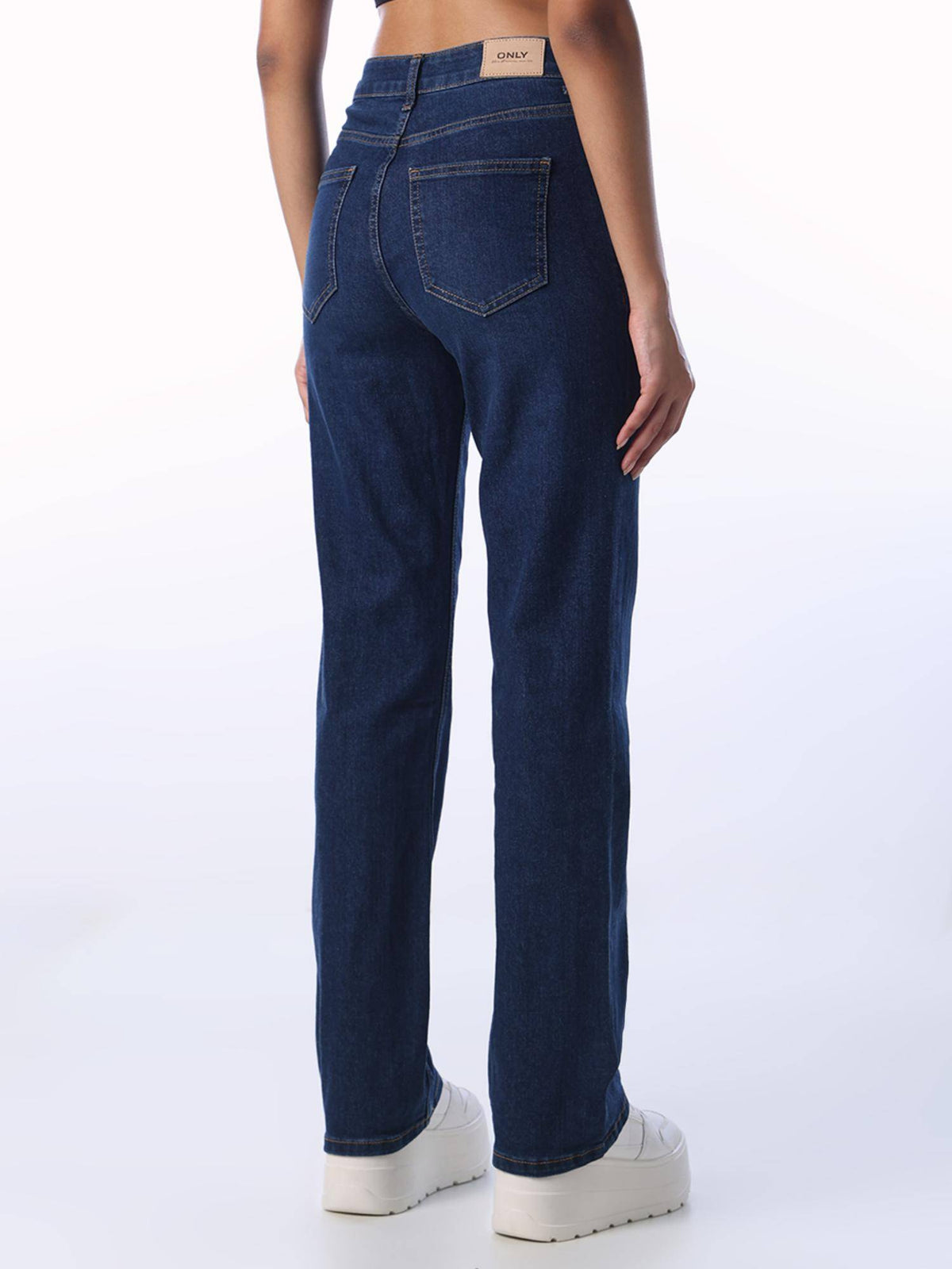 Blue Solid/Plain Mid Waist Jeans | O24 - view 5
