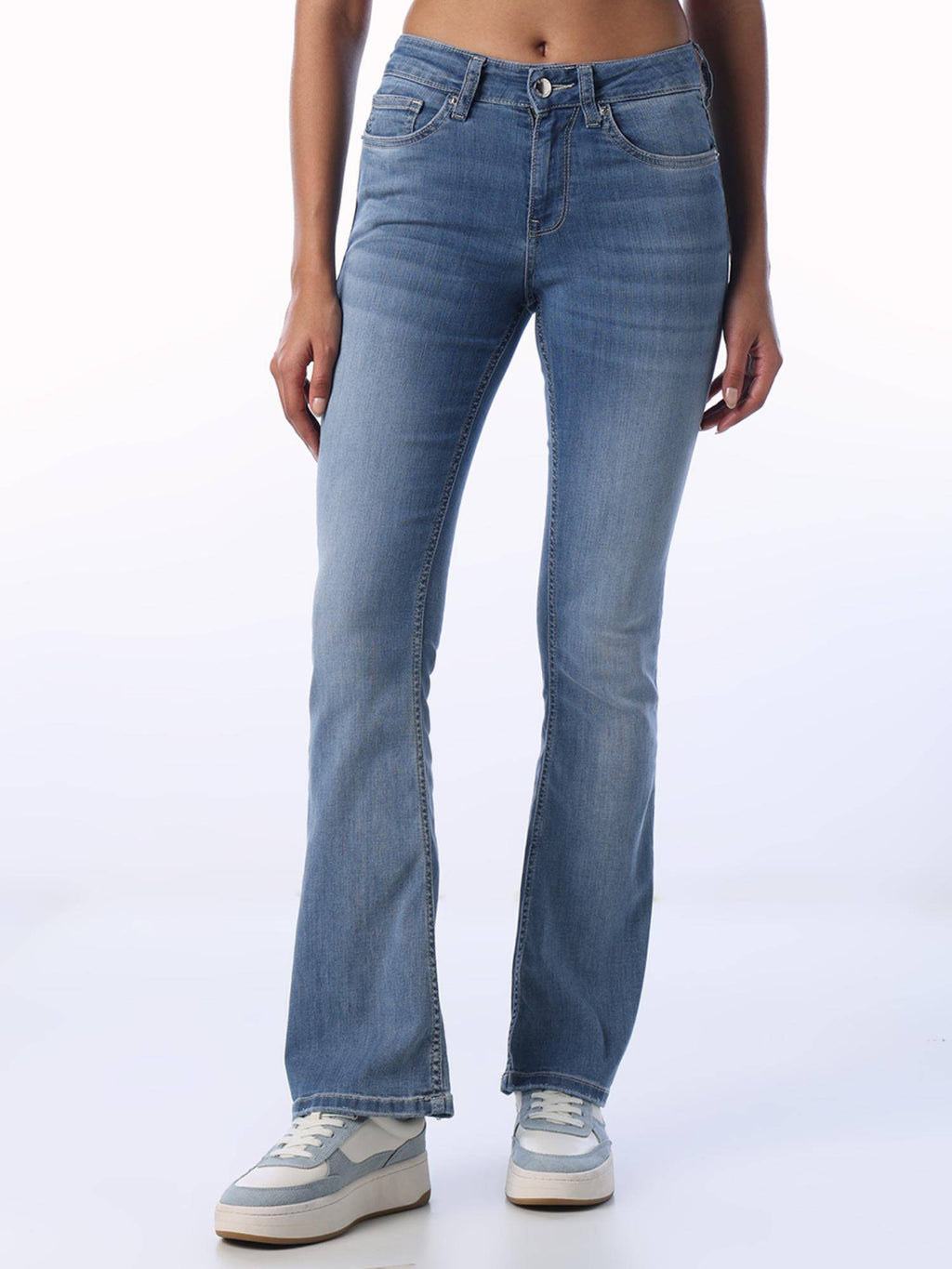 Blue Solid/Plain High Waist Jeans | ST23 - view 1