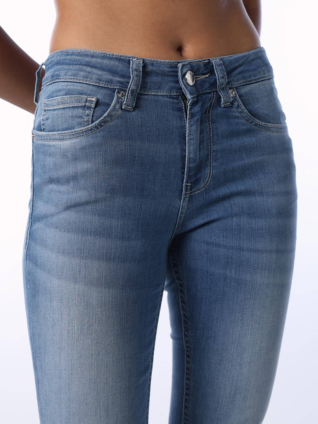 Blue Solid/Plain High Waist Jeans | ST23 - view 3