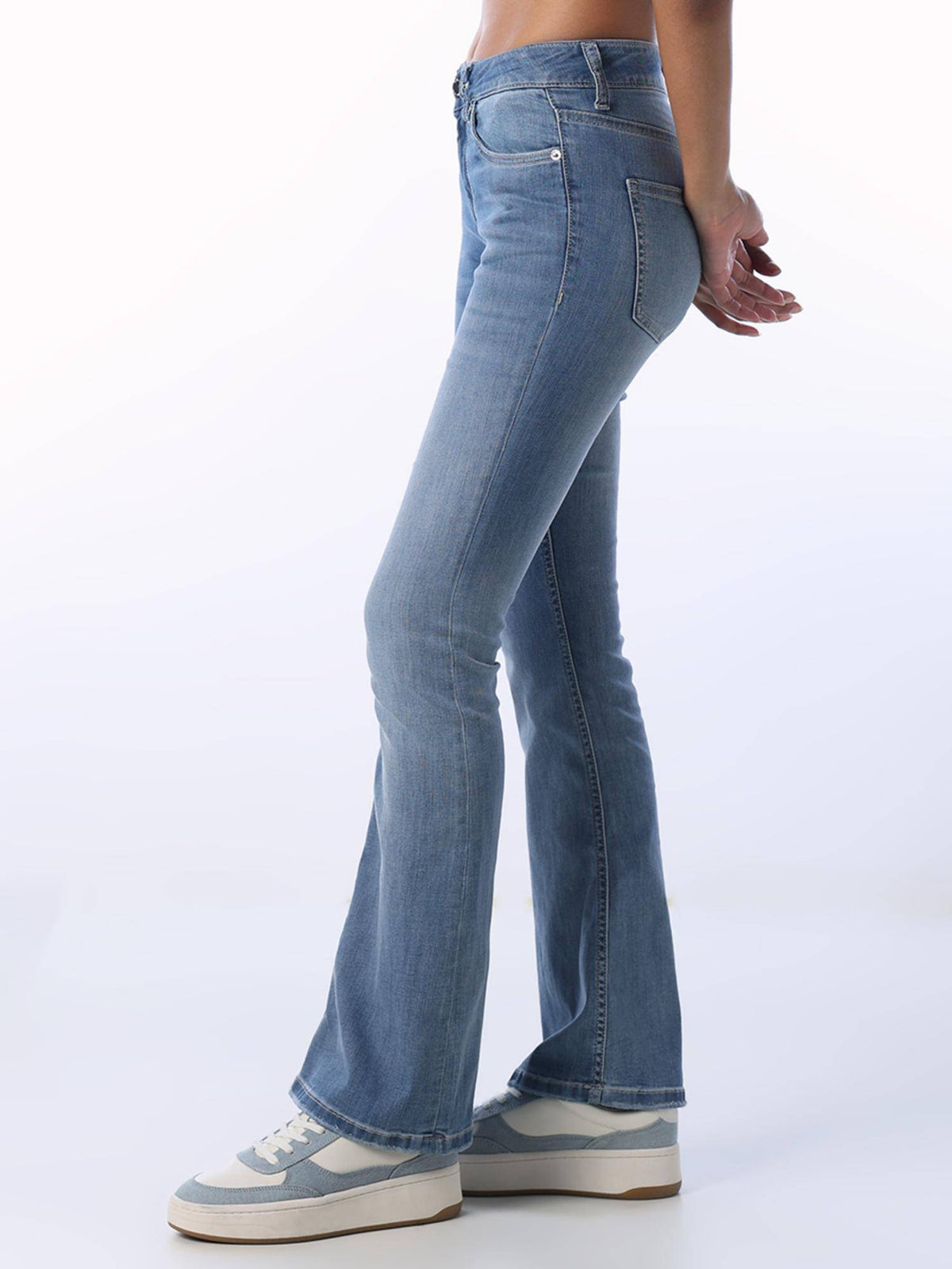 Blue Solid/Plain High Waist Jeans | ST23 - view 4